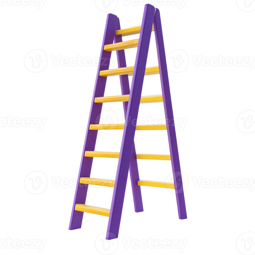 Vibrant Purple Ladder 3D Model on transparent background. png