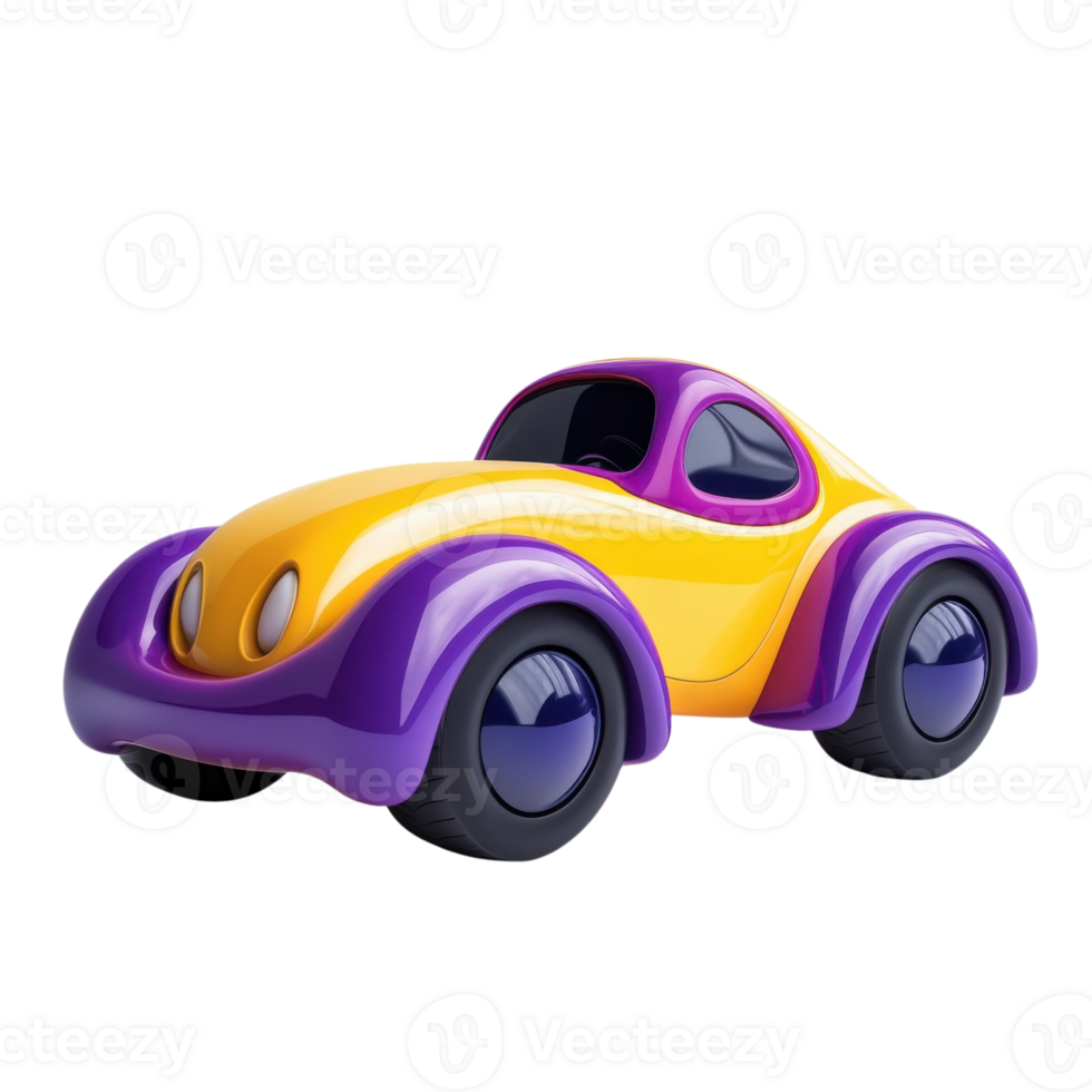 Vibrant Cartoon 3D Car Model on transparent background. png