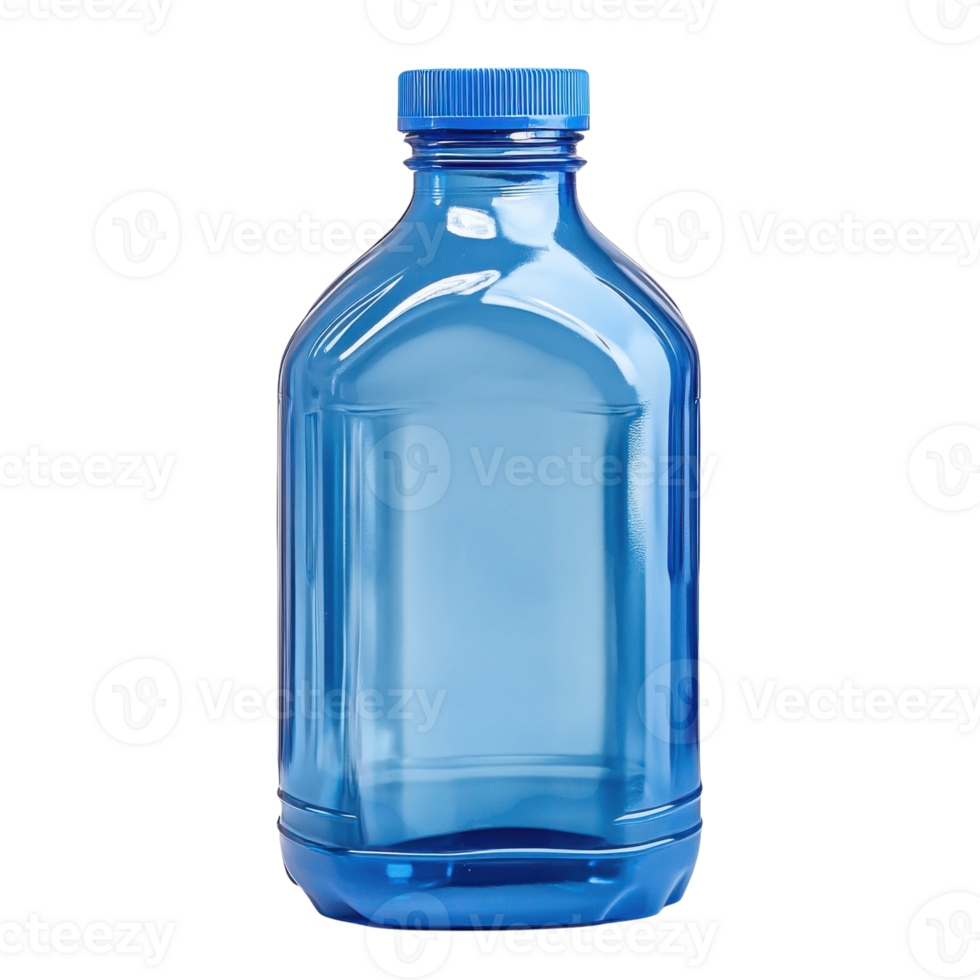 Refreshable Blue Liquid Bottle Mockup on transparent background. png