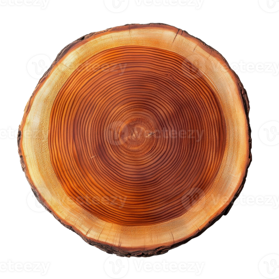 Circular Wood Piece Texture Top View on transparent background. png