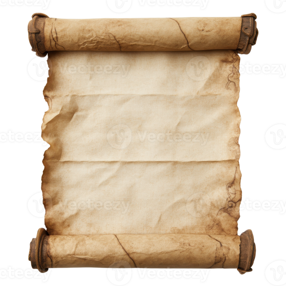 Vintage Scroll Papyrus Texture on transparent background. png