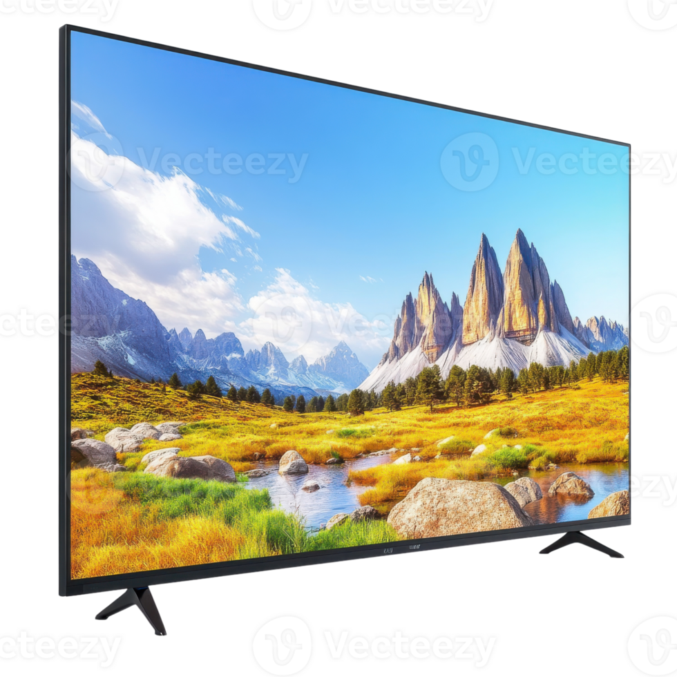 Modern Smart TV Technology Display on transparent background. png