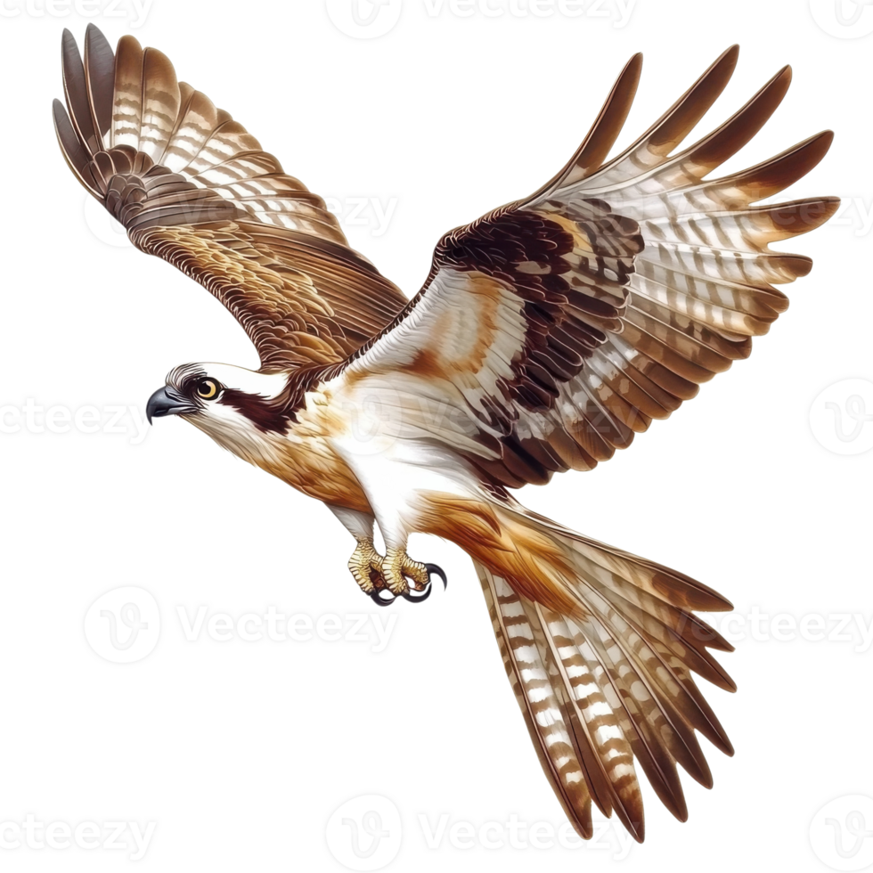 Majestic Osprey in Flight on transparent background. png