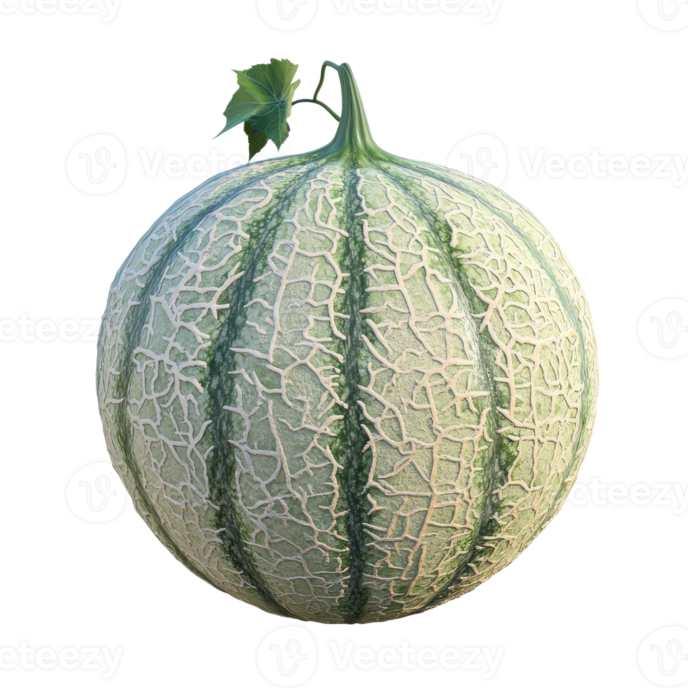 Juicy Cantaloupe Melon Still Life on transparent background. png