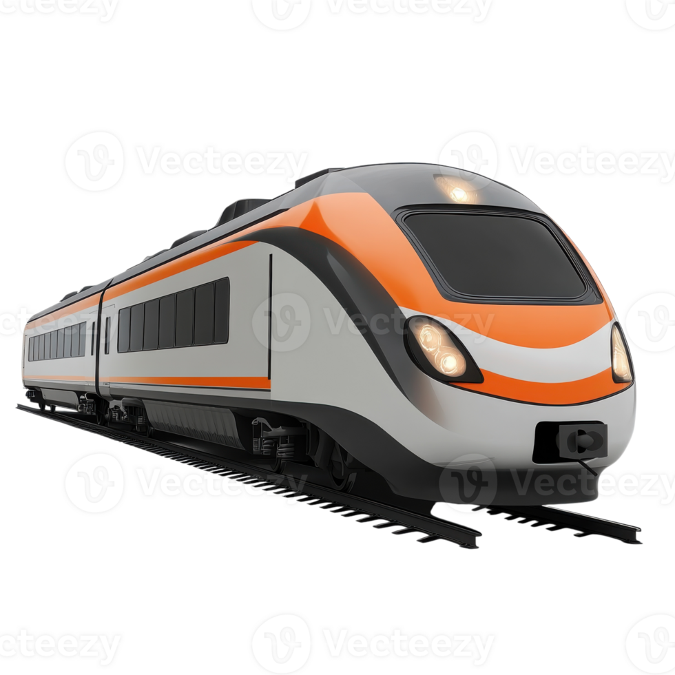 Sleek Modern Train Model Render on transparent background. png