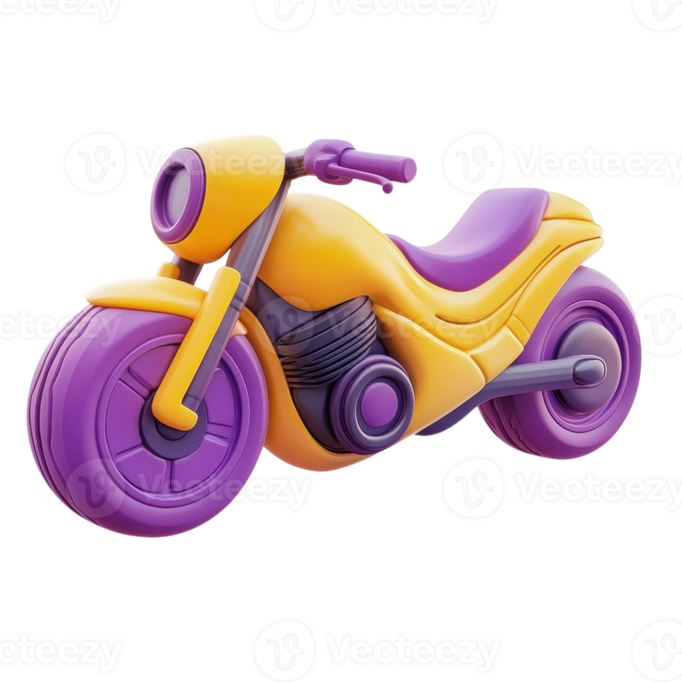 Colorful Motorcycle 3D Icon on transparent background. png