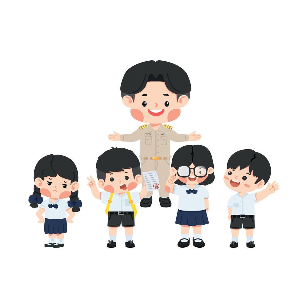 Cartoon Illustration of Teacher and Students vector