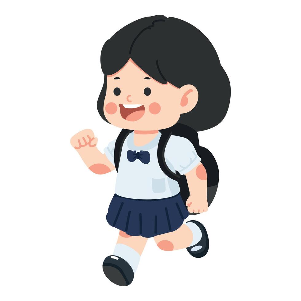 Happy Kid girl running to school vector