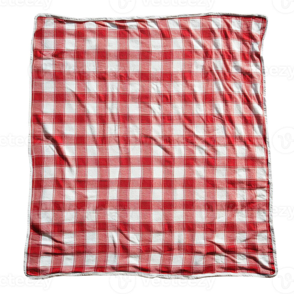 Red Checkered Picnic Blanket Outdoors on transparent background. png