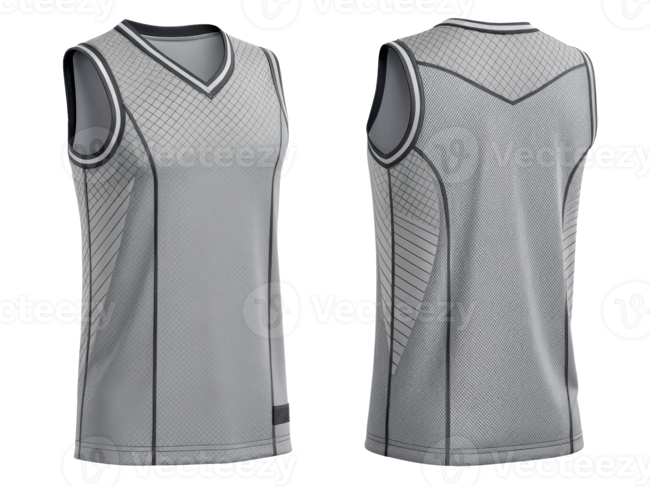 stylish basketball jersey mockup in gray showcases modern design with mesh fabric and sleek lines, perfect for sports enthusiasts png