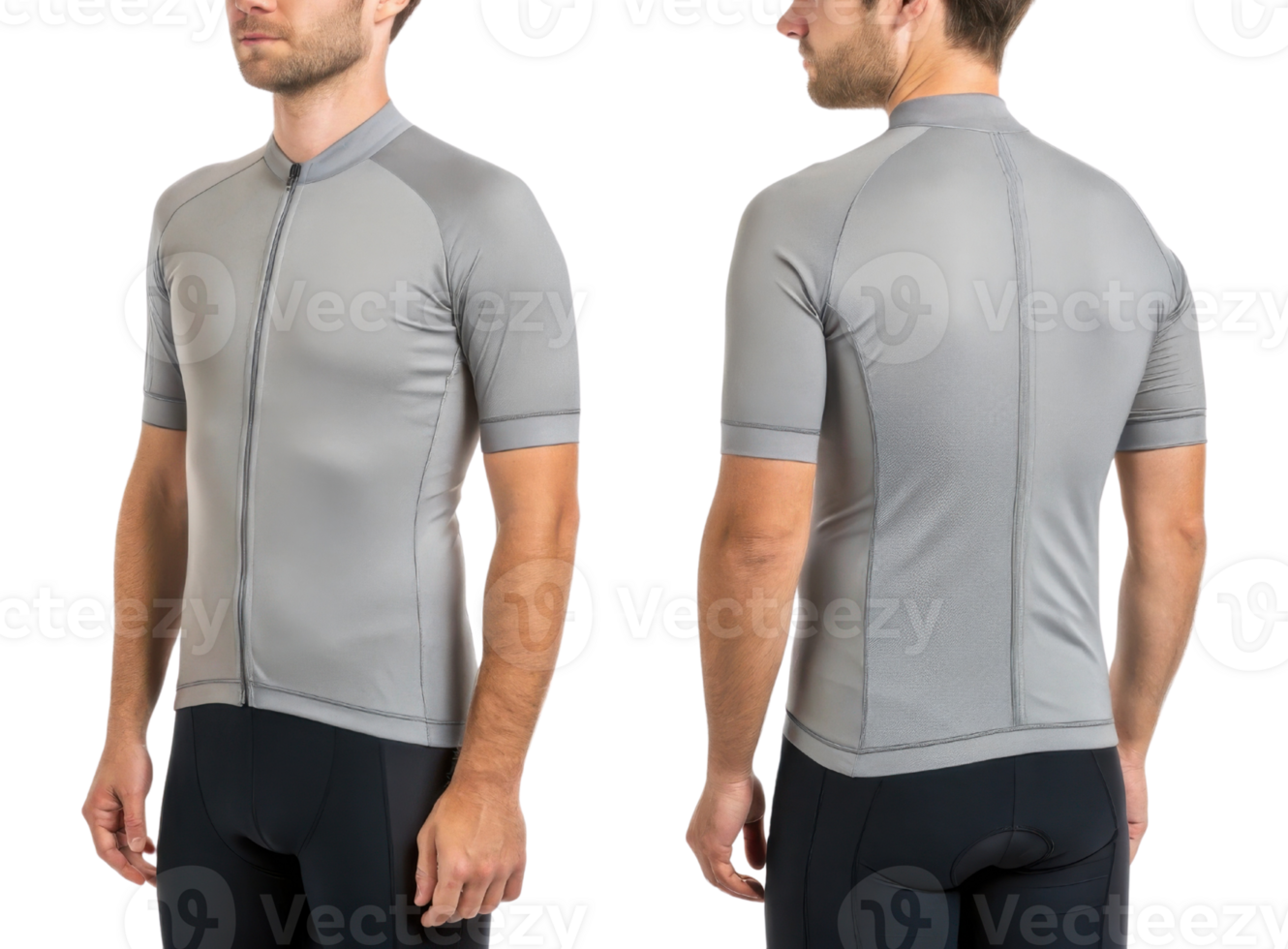sleek cycling jersey mockup showcasing modern design in stylish gray color. Perfect for athletes seeking comfort and performance png