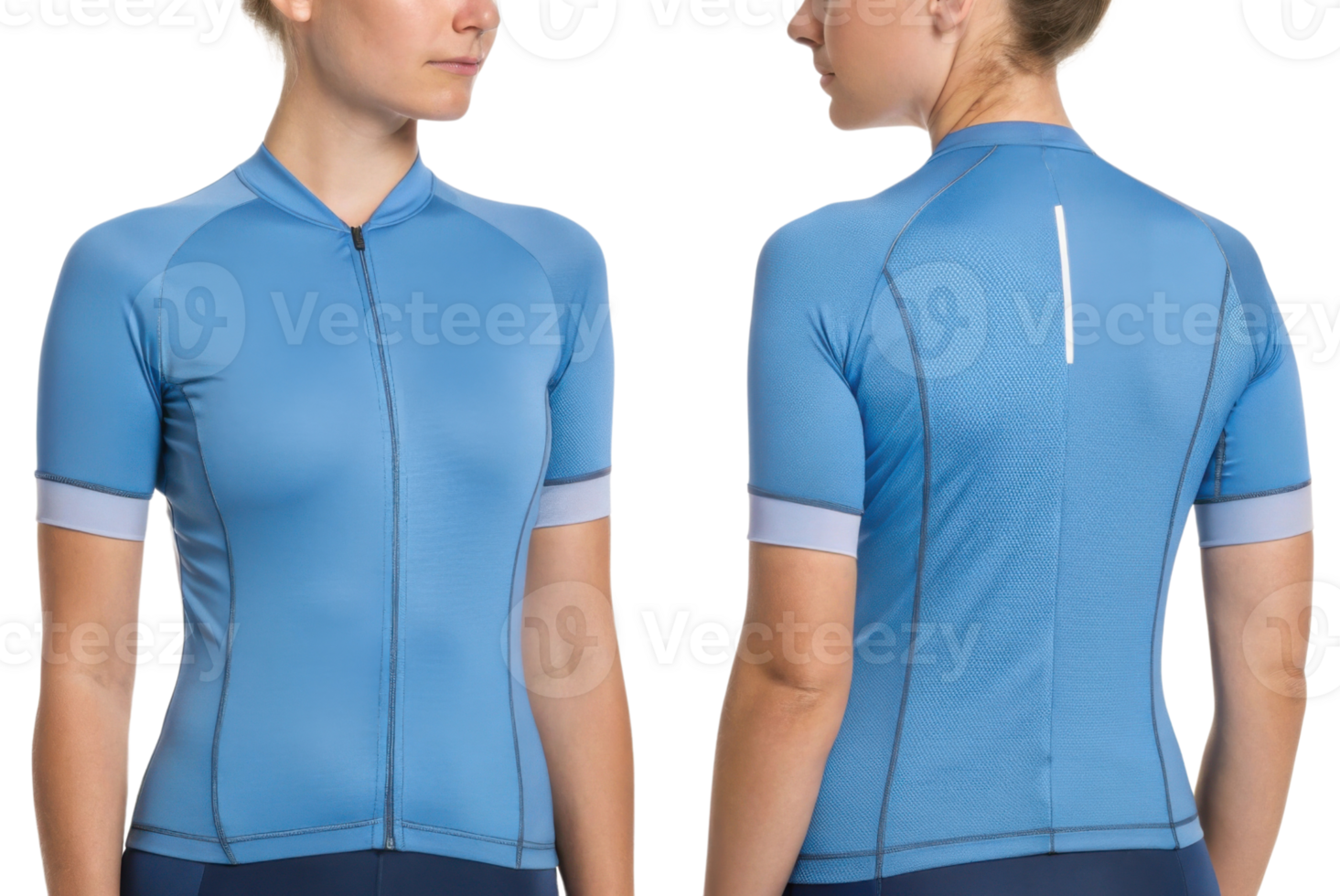 stylish cycling jersey mockup showcasing sleek design in vibrant blue color. Perfect for cycling enthusiasts who value comfort and performance png