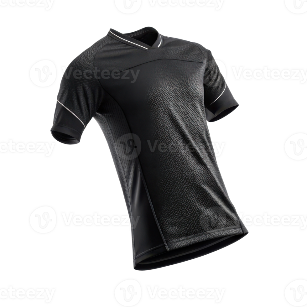 stylish soccer jersey mockup showcasing sleek black design perfect for sports enthusiasts png