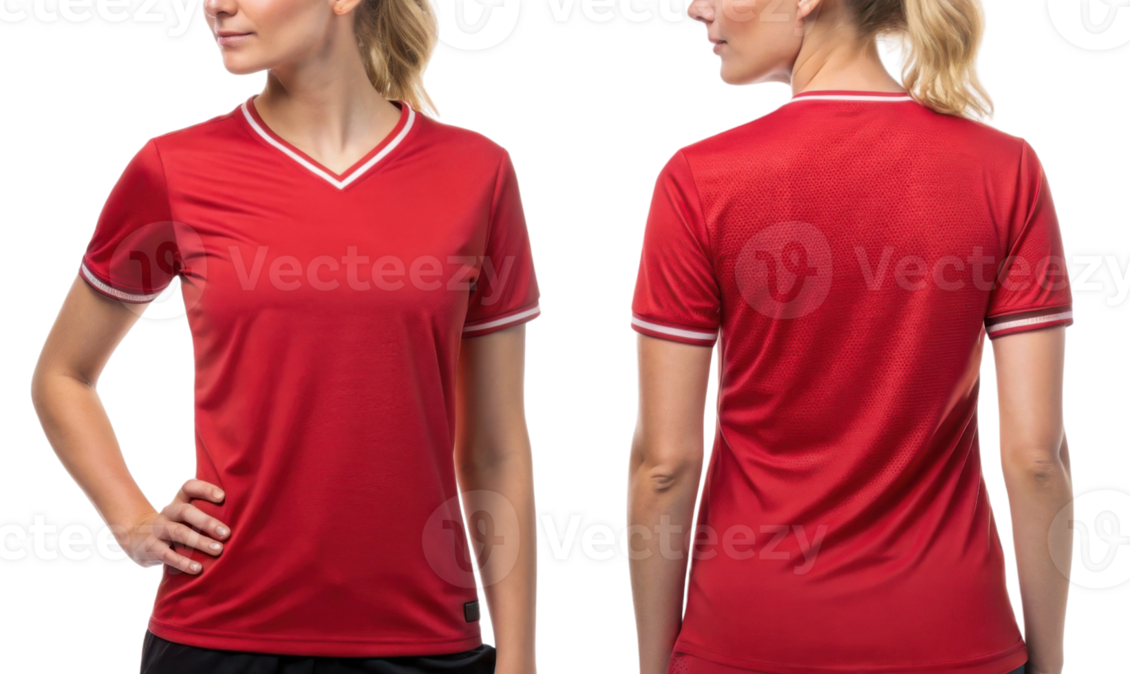 vibrant red soccer jersey mockup showcases stylish design perfect for athletes. This versatile piece combines comfort and performance seamlessly png