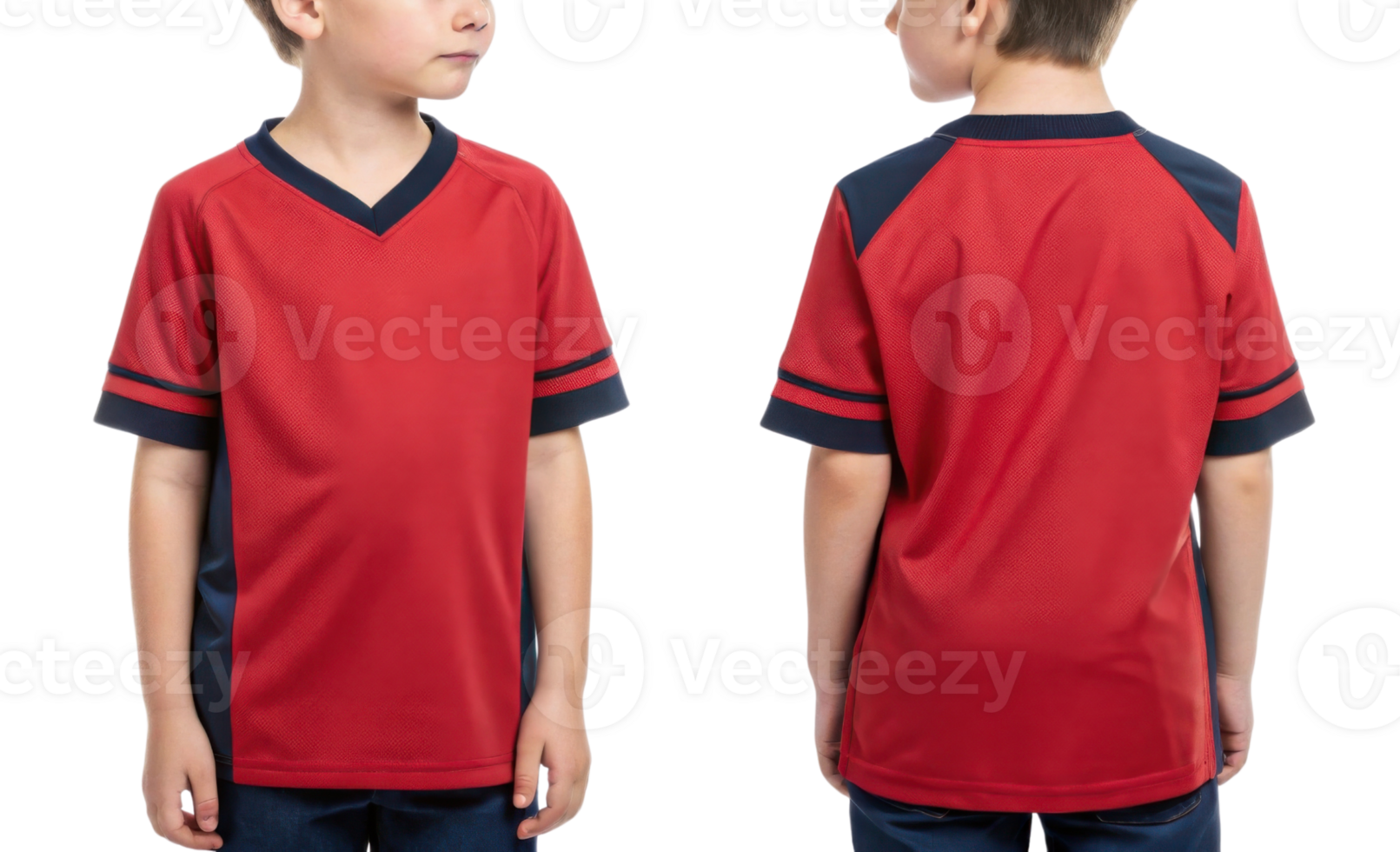 vibrant soccer jersey mockup designed for kids showcases stylish red color with contrasting details, perfect for young athletes png
