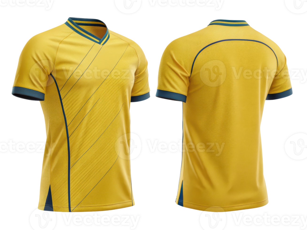 vibrant soccer jersey mockup featuring sleek design in yellow with contrasting blue accents, perfect for showcasing team spirit png