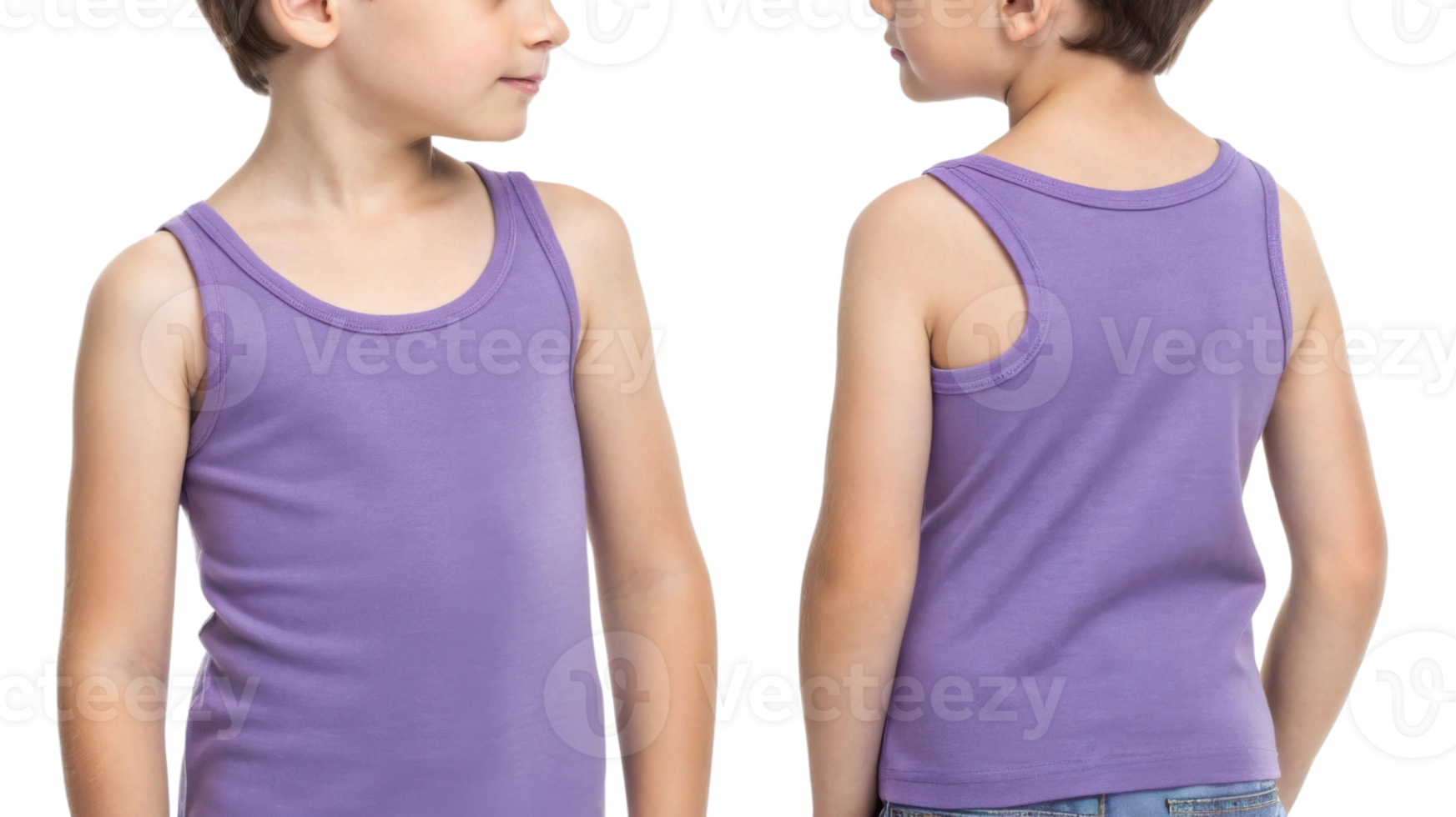 stylish tank top mockup featuring young boy showcasing front and back views, perfect for casual wear png