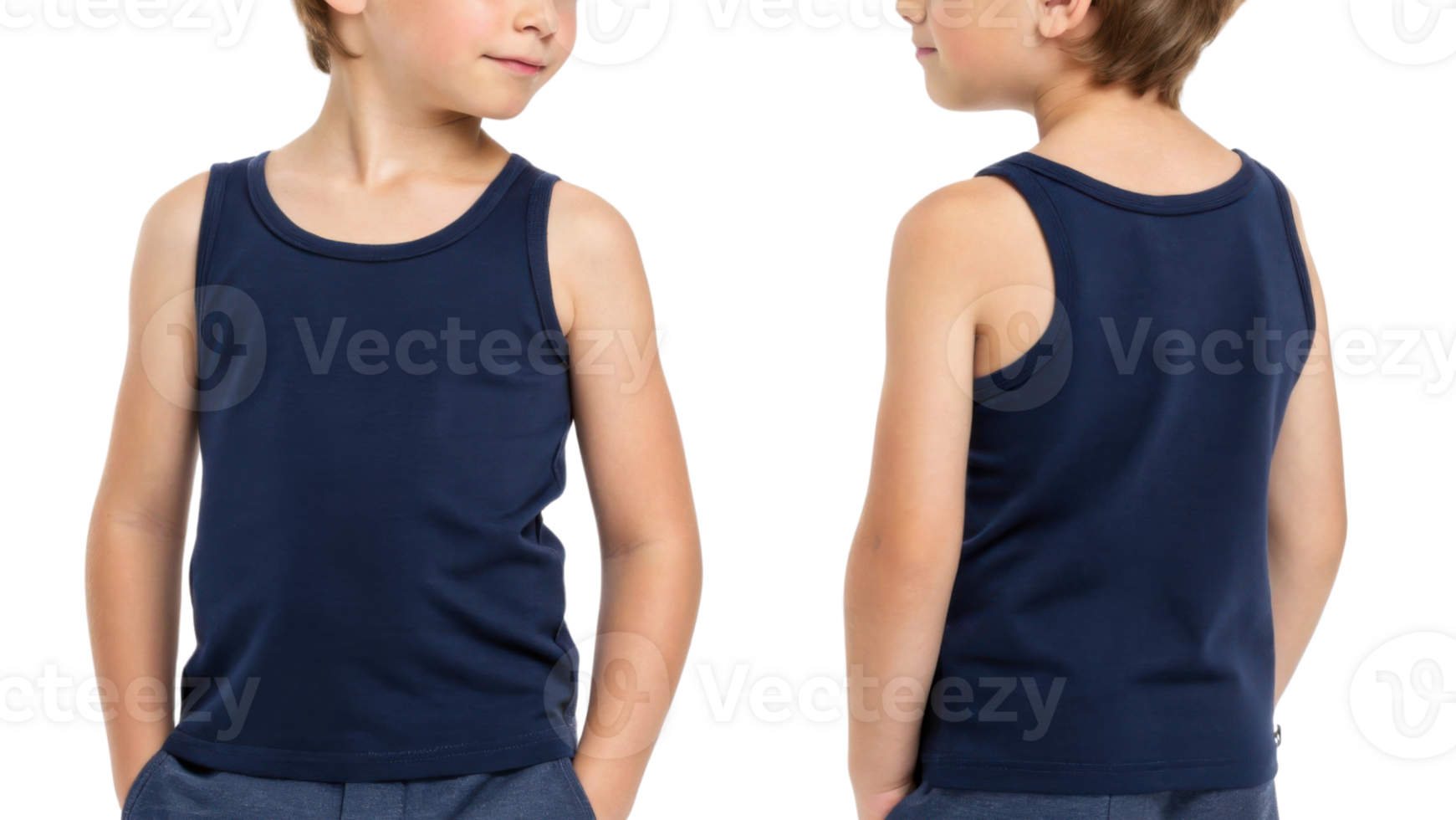 stylish tank top mockup for kids showcasing navy blue design perfect for casual wear. Ideal for summer outfits and playful adventures png