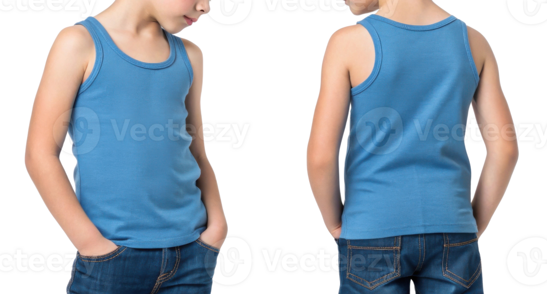stylish tank top mockup featuring young model showcasing garment from both front and back views, perfect for casual wear png