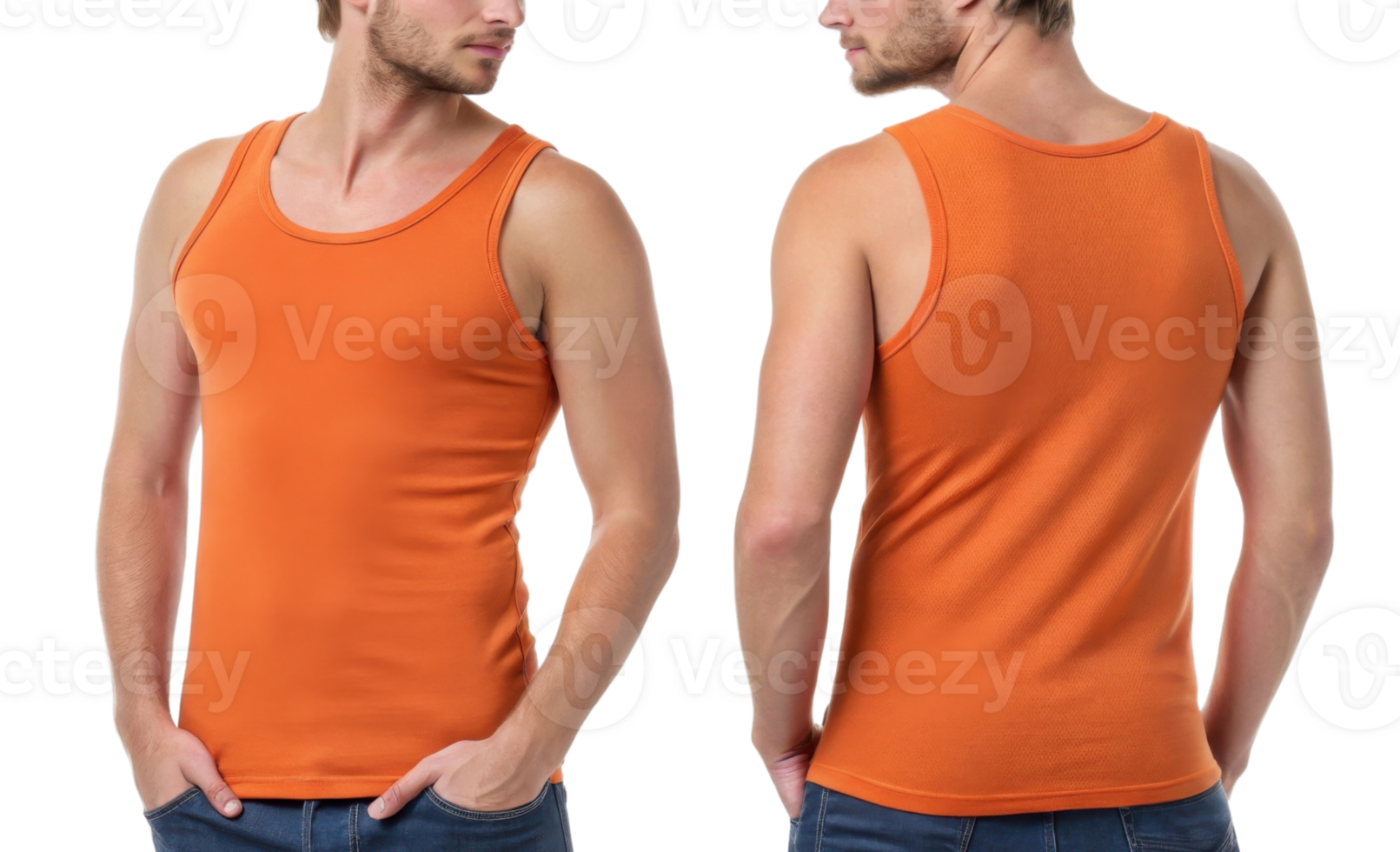 stylish tank top mockup in vibrant orange showcases modern fit perfect for casual wear. Ideal for summer fashion and layering png
