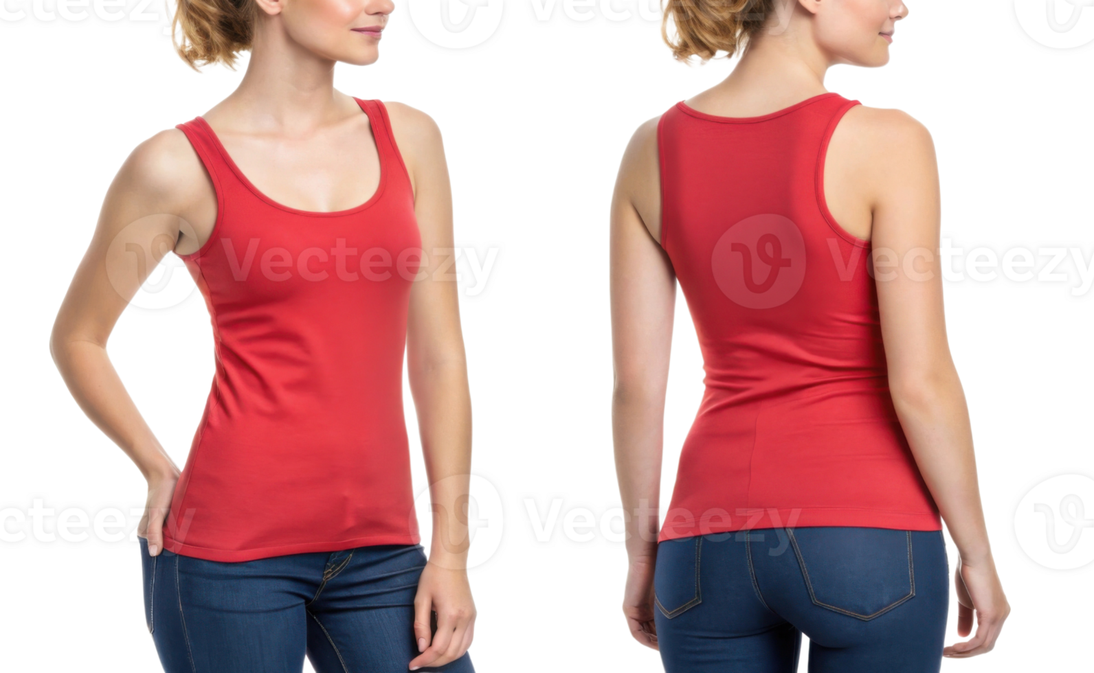 stylish tank top mockup showcasing vibrant red color perfect for casual wear and layering. Ideal for fashion presentations and design projects png
