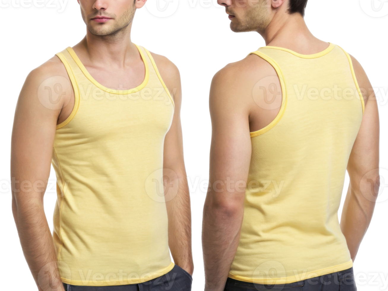 stylish tank top mockup showcasing yellow design perfect for casual wear and summer vibes. Ideal for fashion presentations png