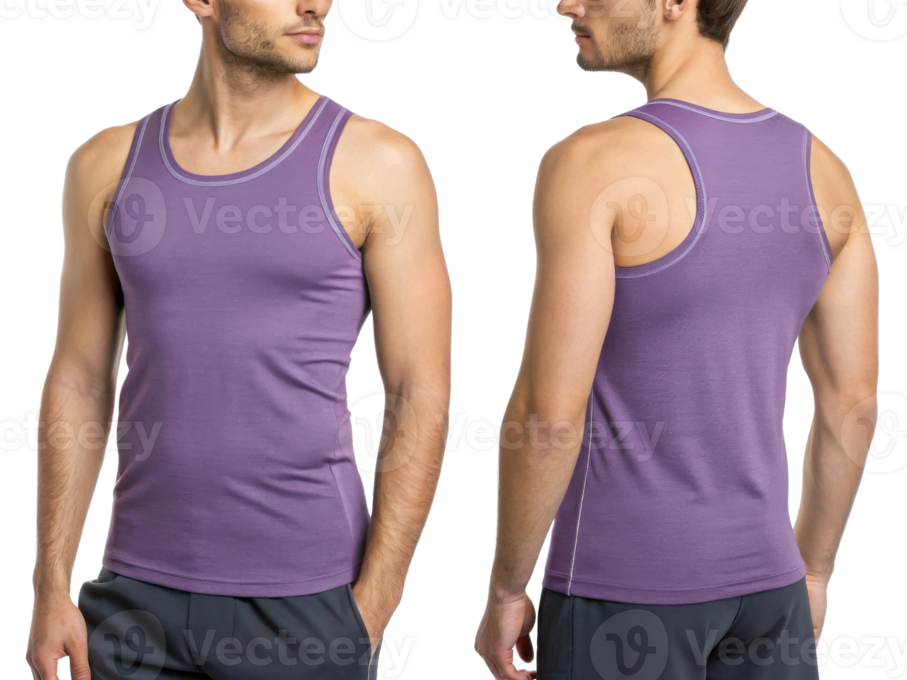 stylish tank top mockup showcasing modern design in vibrant purple color, perfect for casual wear or workouts png