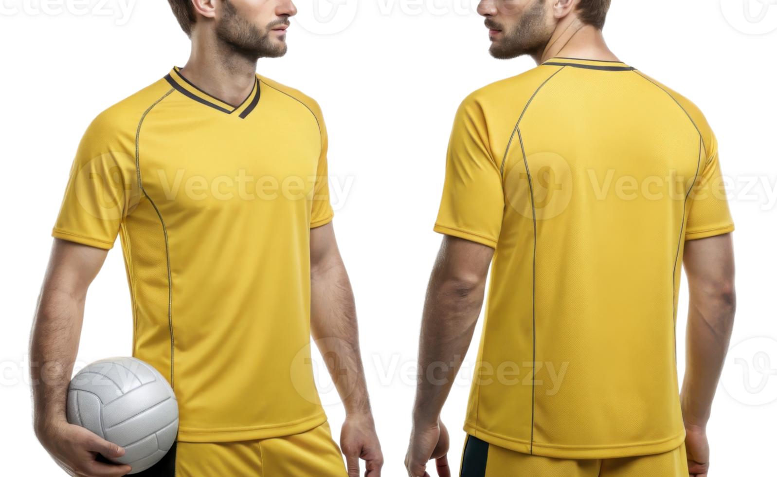 vibrant volleyball jersey template showcases sporty design perfect for athletes. bright yellow color adds energy and style to any game png