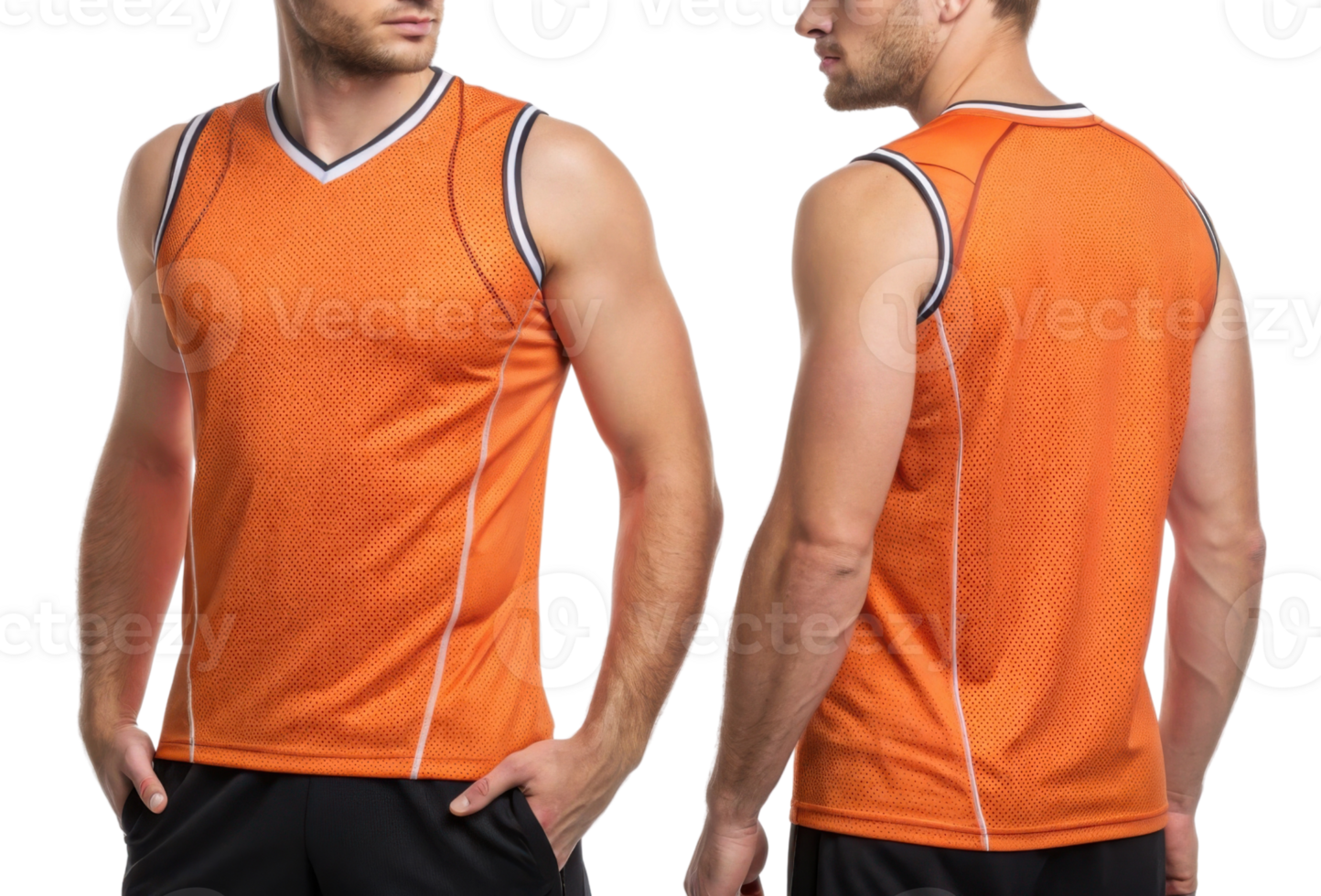 vibrant orange volleyball jersey template designed for athletes, showcasing modern fit and breathable fabric for optimal performance png