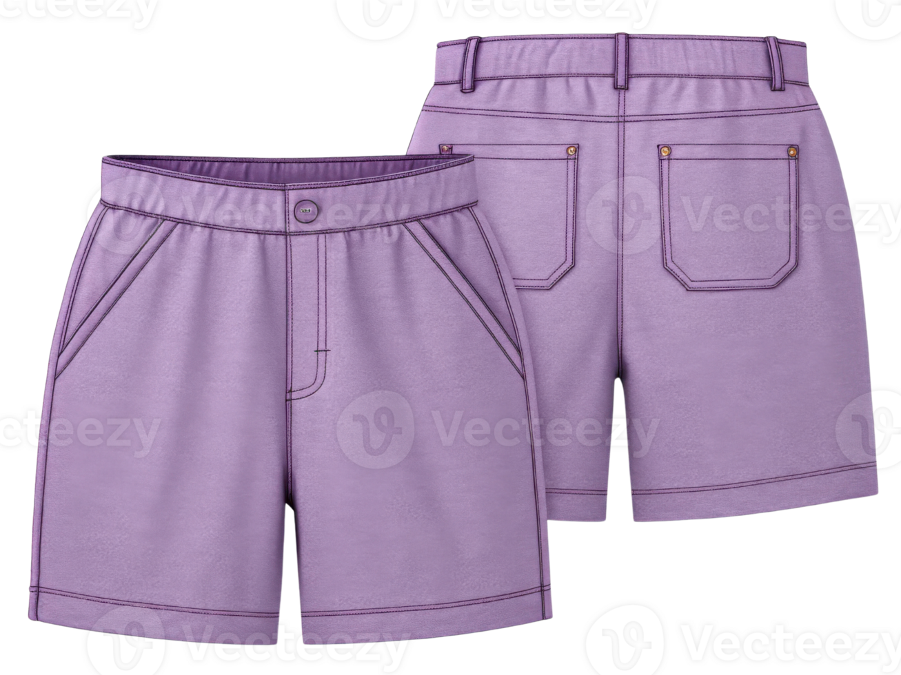 Stylish mockup of purple shorts showcasing modern design with pockets and comfortable fit perfect for casual wear png