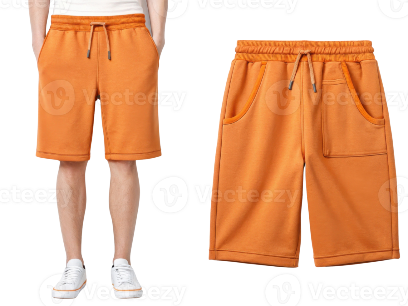 Stylish orange shorts mockup showcasing comfortable design perfect for casual wear and summer activities png