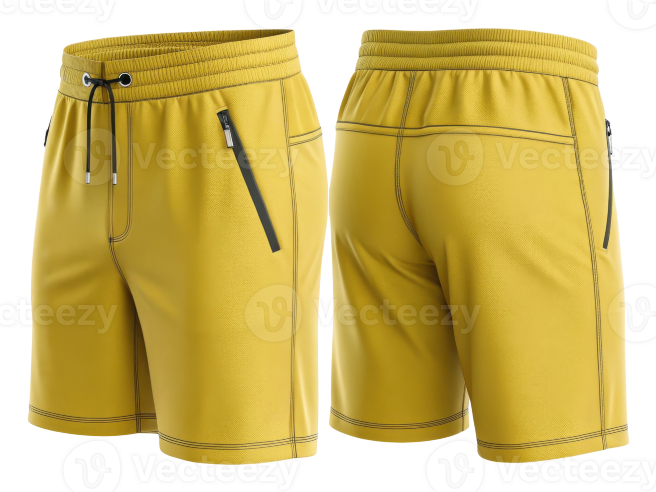 Stylish mockup of yellow shorts featuring sleek design and functional pockets perfect for casual wear or workouts png