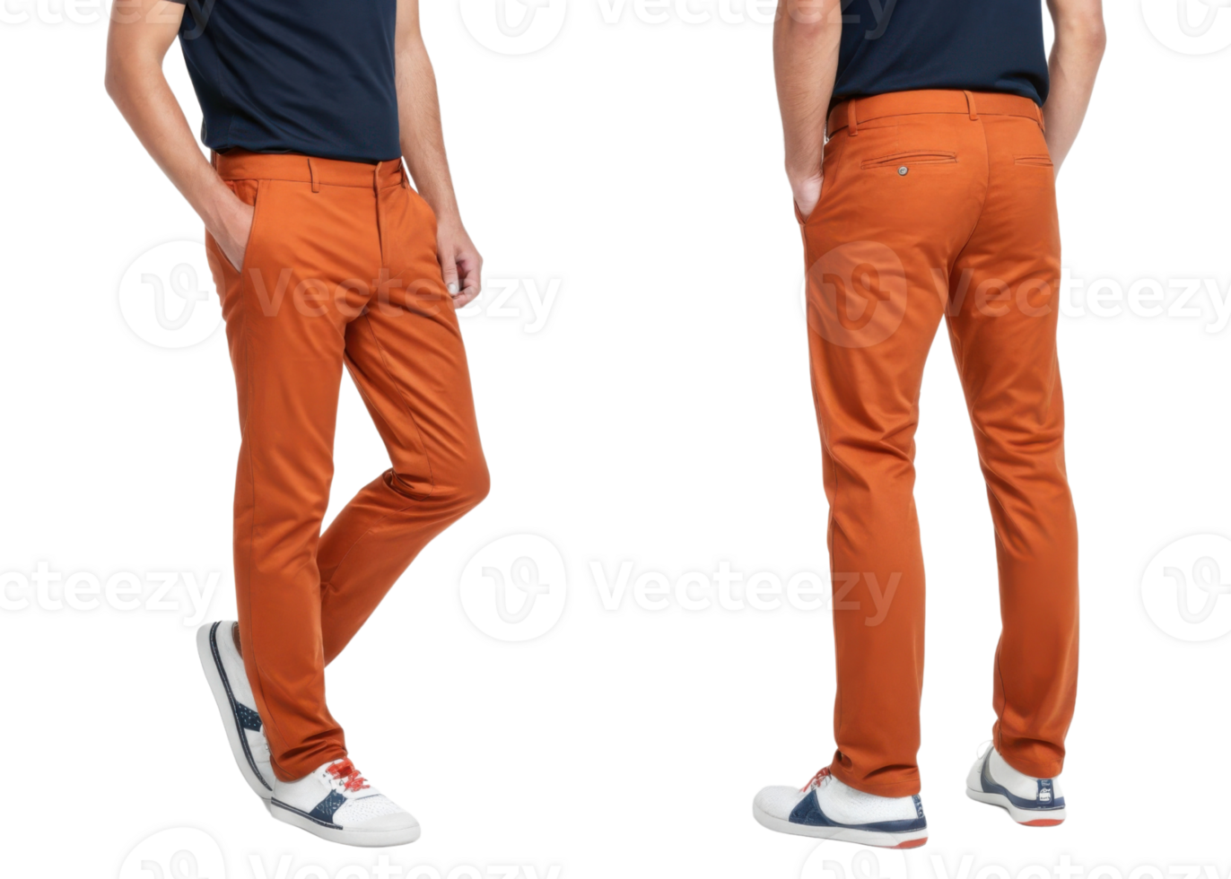 Stylish pants mockup showcasing modern design with vibrant orange color perfect for casual or semi formal occasions png