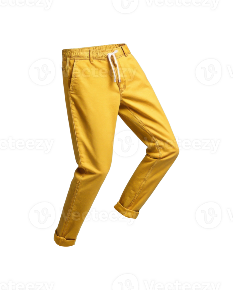 Stylish yellow pants mockup showcasing modern design perfect for casual wear and fashion enthusiasts png