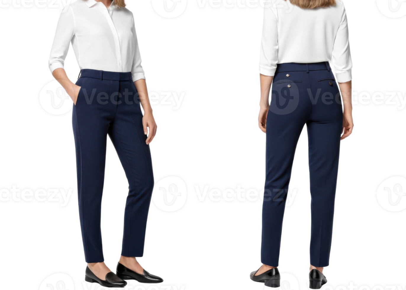 Stylish mockup of navy pants showcasing modern fit and sleek design perfect for casual or professional settings png