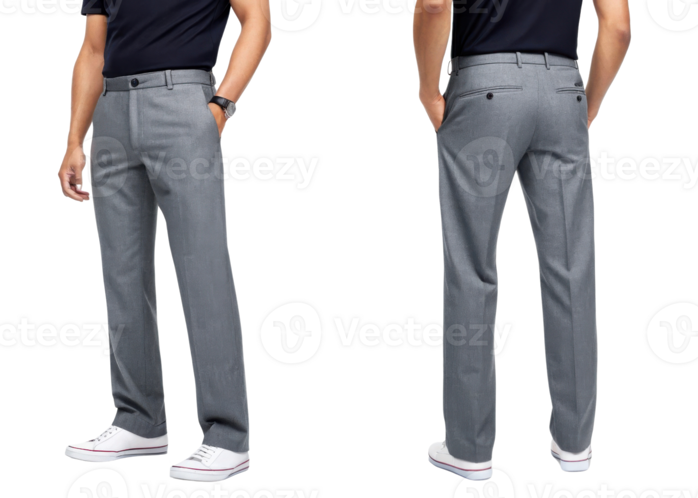 Stylish gray pants mockup showcasing modern fit perfect for casual or formal occasions, ideal for fashion presentations png