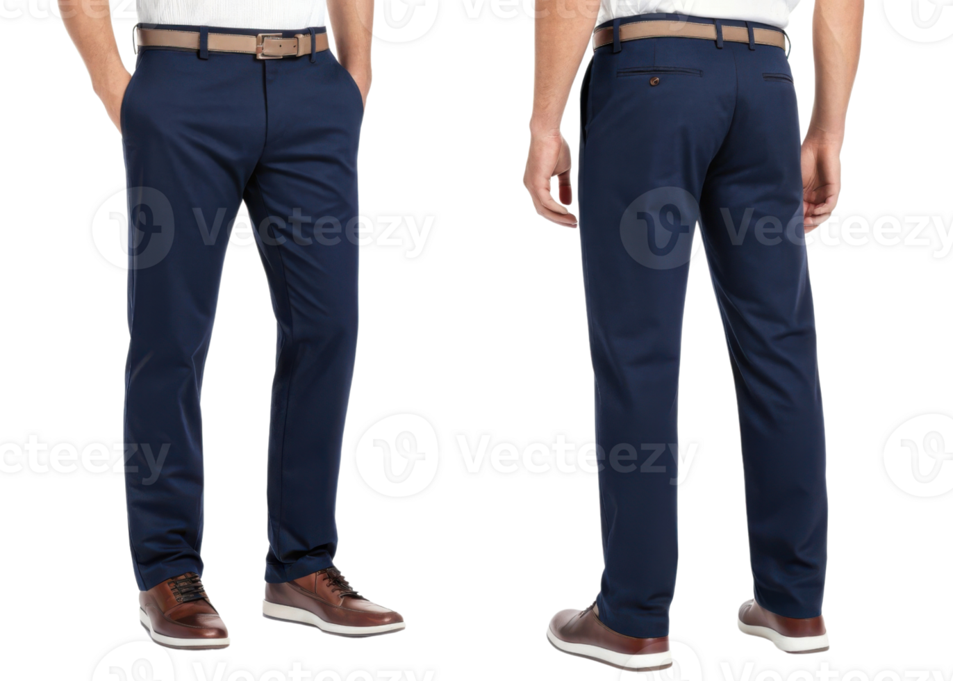 Stylish navy pants mockup showcasing modern fit perfect for casual or formal occasions. Ideal for fashion presentations and design showcases png