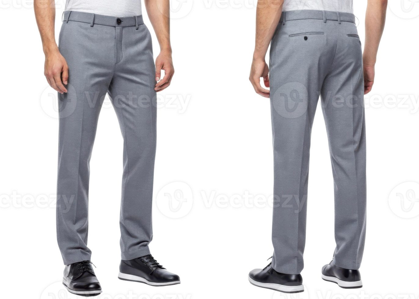 Stylish gray pants mockup showcasing modern fit perfect for casual or formal occasions, highlighting comfort and versatility png