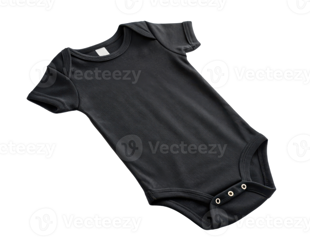 stylish black baby bodysuit mockup perfect for showcasing designs and patterns. Ideal for creative projects and presentations png