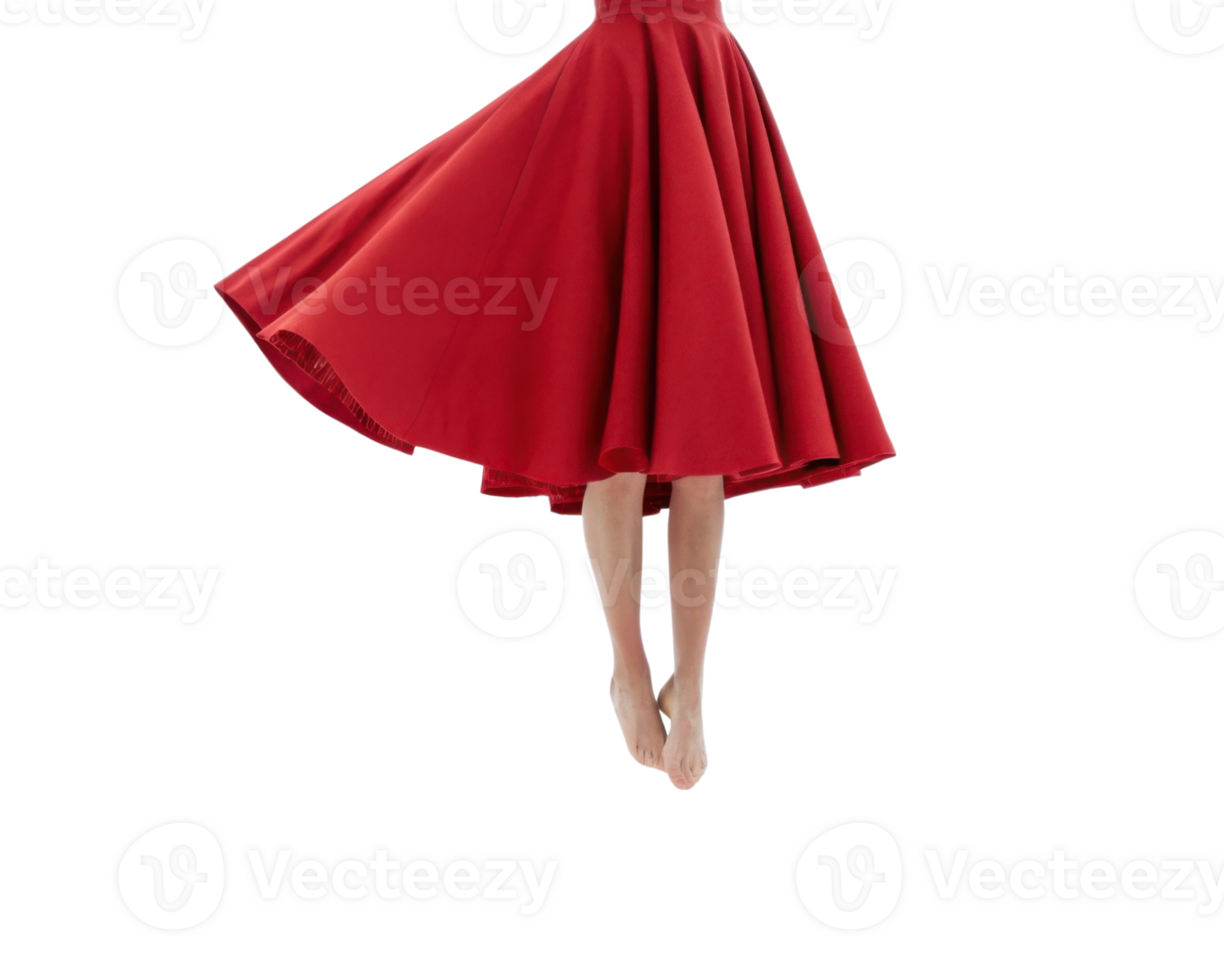 vibrant red skirt mockup showcases elegant movement and style, perfect for fashion presentations or design inspiration png