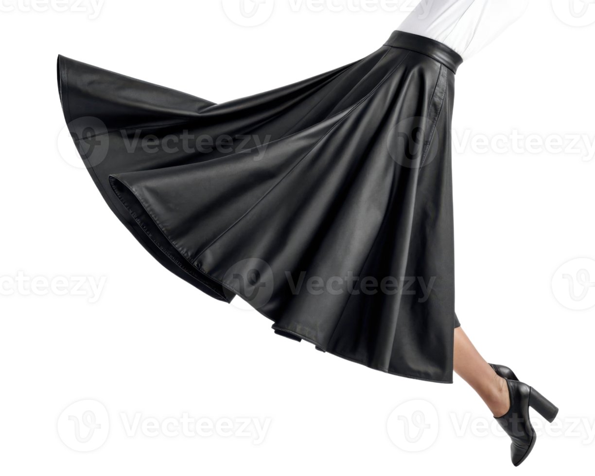 stylish black skirt mockup showcases elegance and movement, perfect for fashion presentations or design projects png