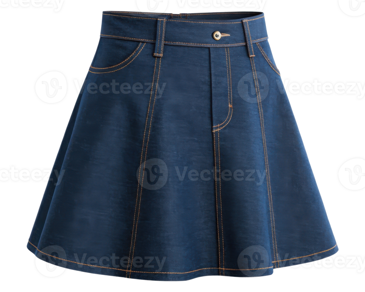 stylish denim skirt mockup showcasing classic design with flared silhouette and detailed stitching that enhances its appeal png