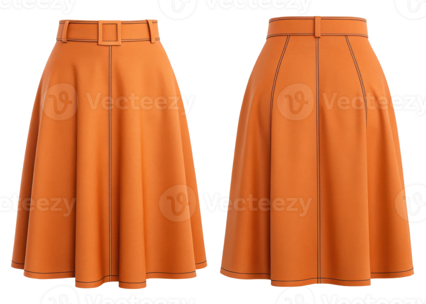 Stylish orange skirt mockup showcasing flattering silhouette perfect for various occasions and adding vibrant touch to any outfit png