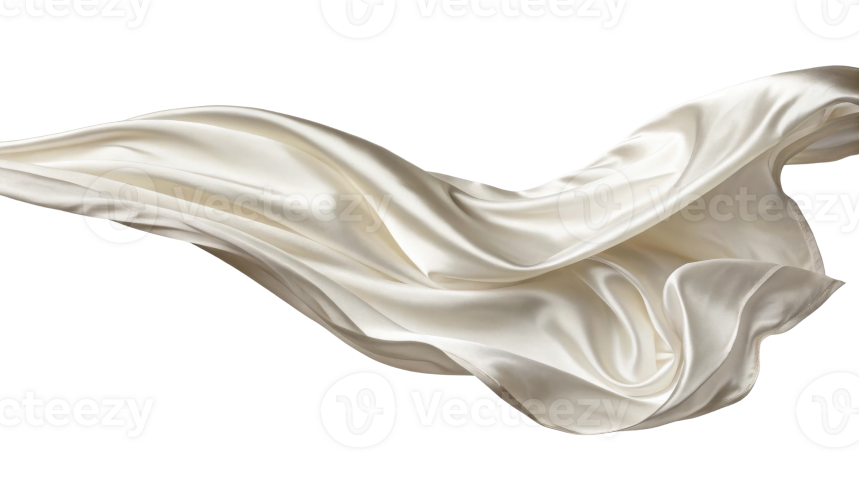 Elegant white silk fabric flowing gracefully in air, showcasing its smooth texture and luxurious appearance png