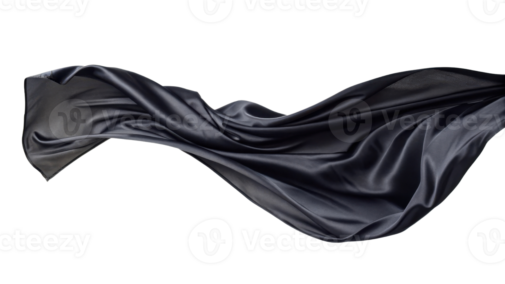 flowing black silk fabric creates elegant and luxurious appearance, showcasing its smooth texture and graceful movement png
