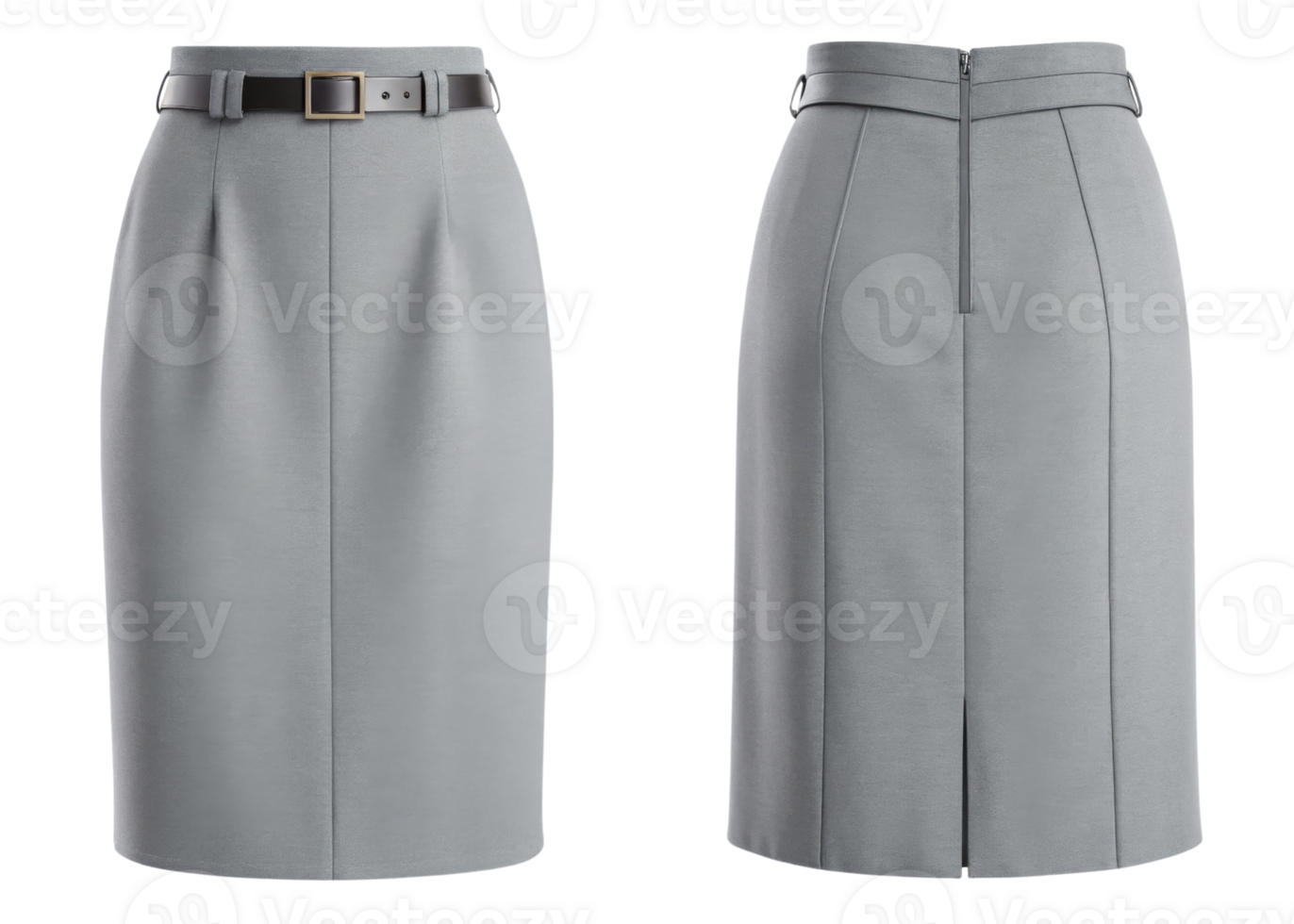 stylish gray skirt mockup featuring sleek design and belt, perfect for showcasing modern fashion trends and elegant looks png