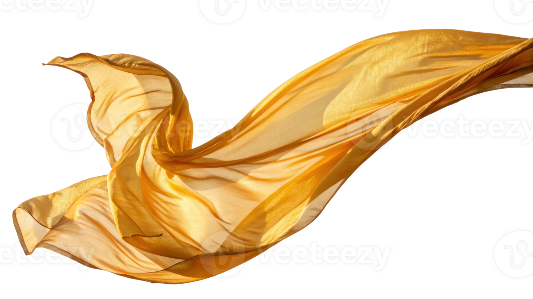 Flowing golden fabric creates sense of elegance and movement, perfect for artistic designs and backgrounds png