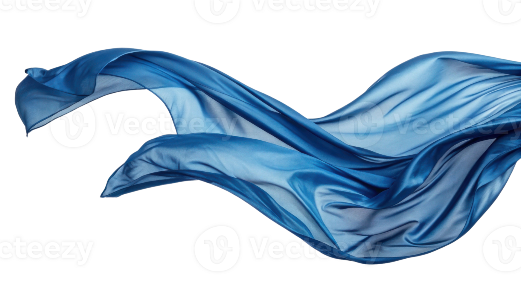 flowing blue silk fabric creates sense of elegance and movement, perfect for various design projects png