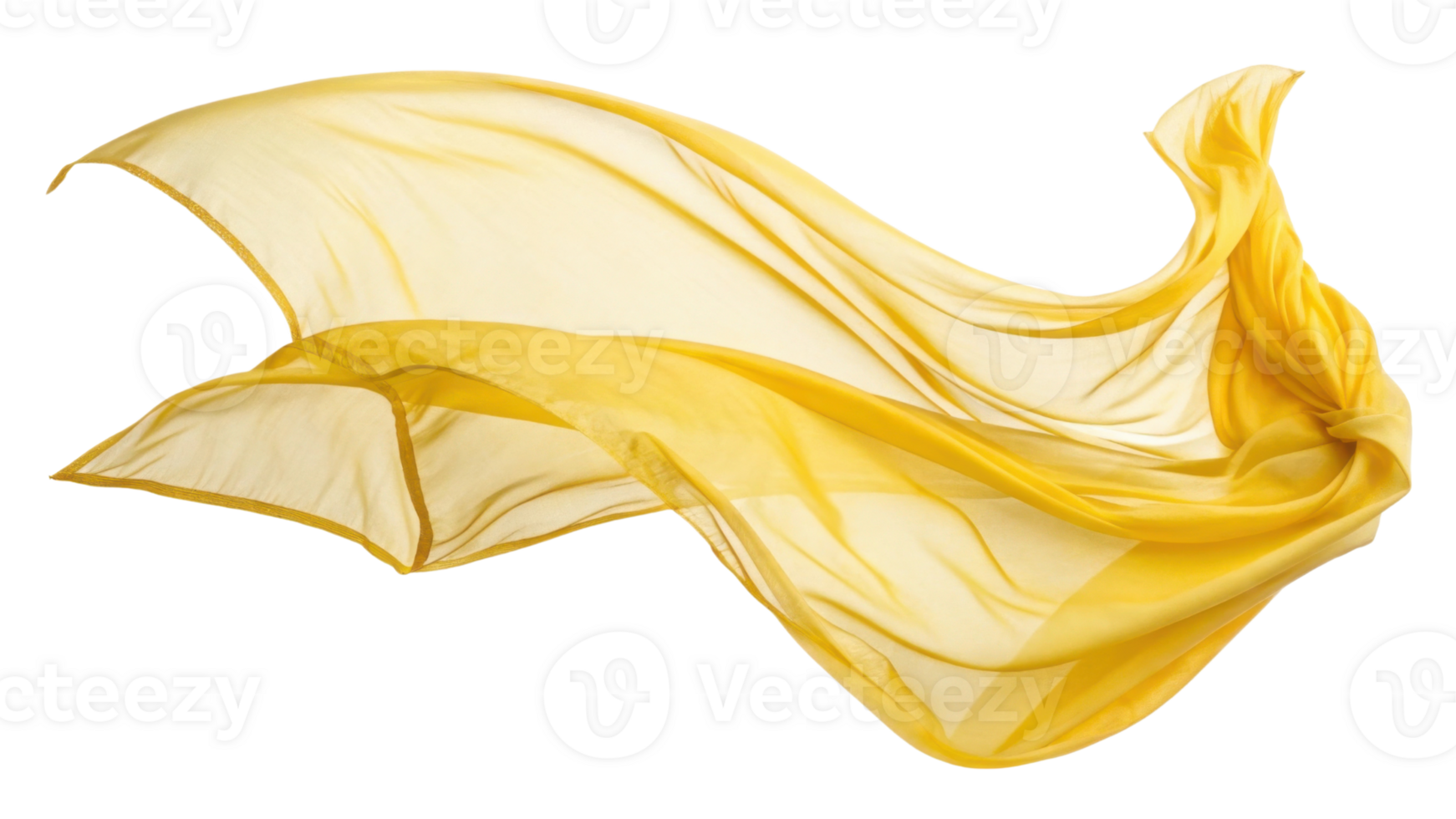 flowing yellow scarf gracefully billows in air, showcasing its lightweight and translucent fabric png