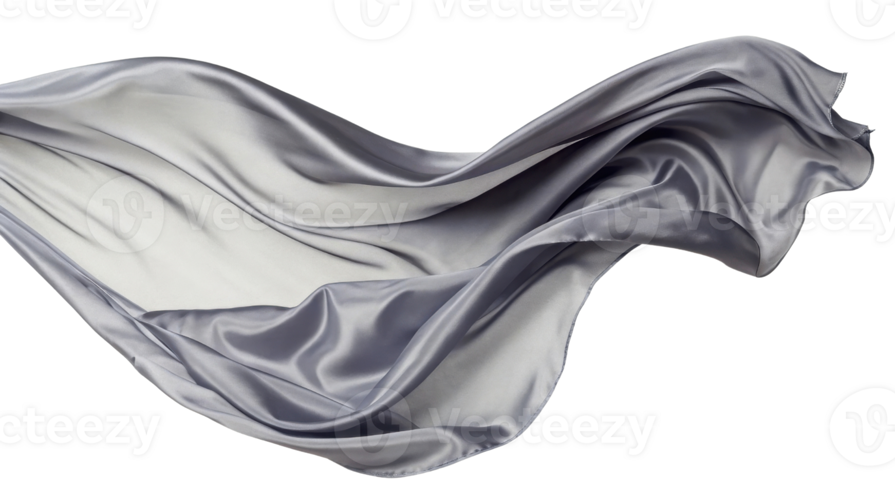 flowing piece of elegant gray silk fabric, showcasing its smooth texture and graceful movement, evokes sense of luxury and softness png